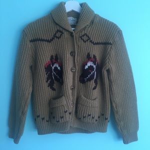 40s-50s novelty cowichan horse sweater xs